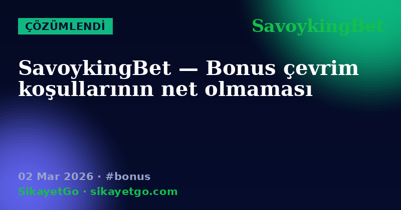 SavoykingBet — 02 Mar 2026