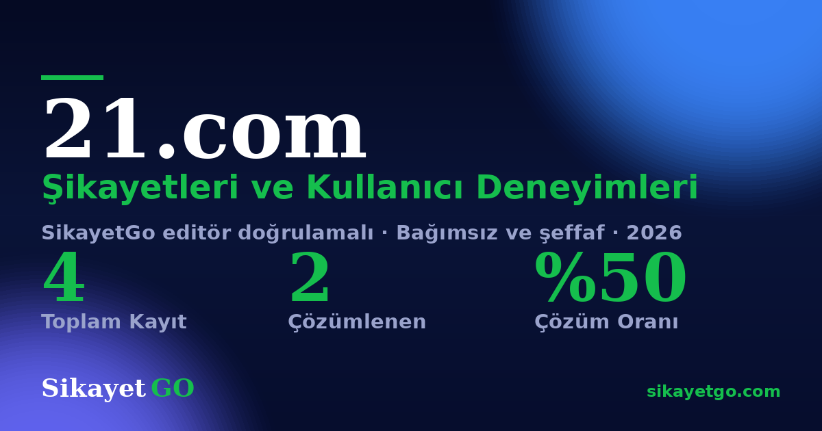 21.com şikayet sayfası kart görseli
