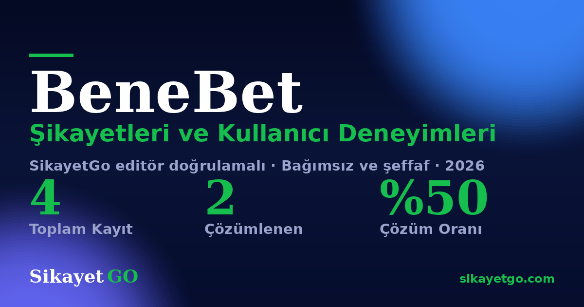 BeneBet şikayet sayfası kart görseli