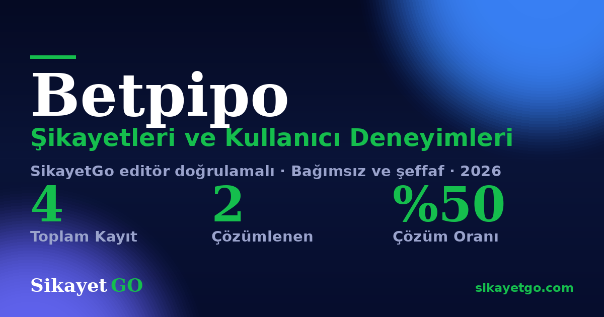 Betpipo şikayet sayfası kart görseli