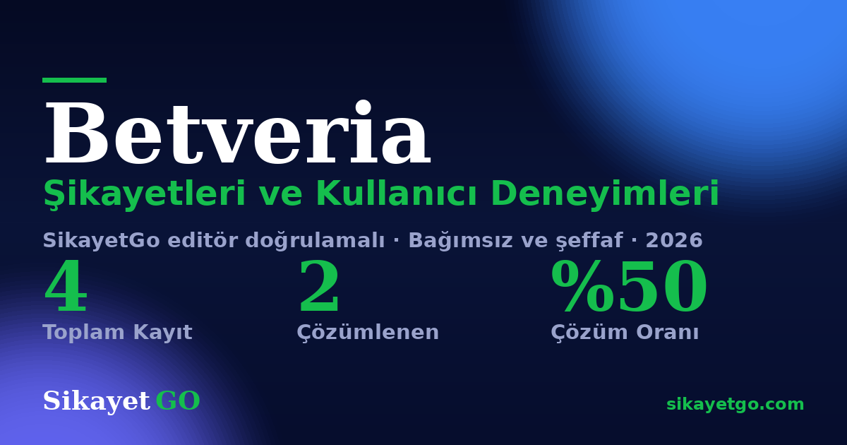 Betveria şikayet sayfası kart görseli