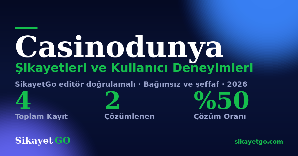 Casinodunya şikayet sayfası kart görseli
