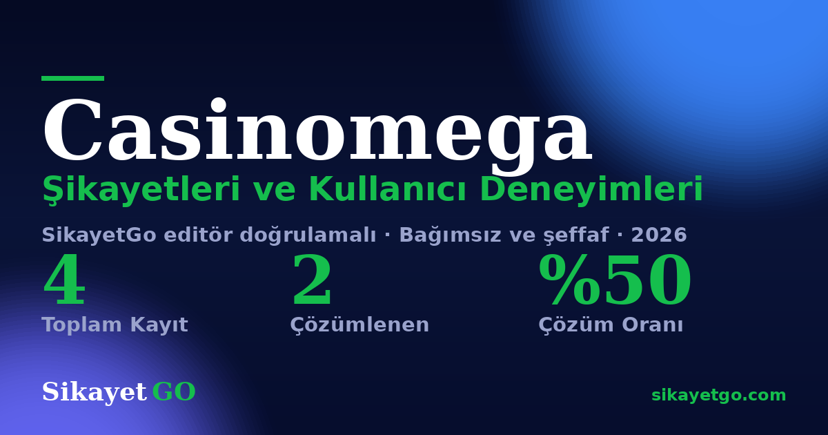 Casinomega şikayet sayfası kart görseli