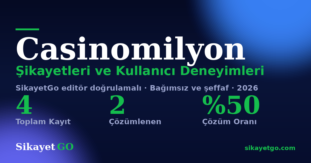 Casinomilyon şikayet sayfası kart görseli