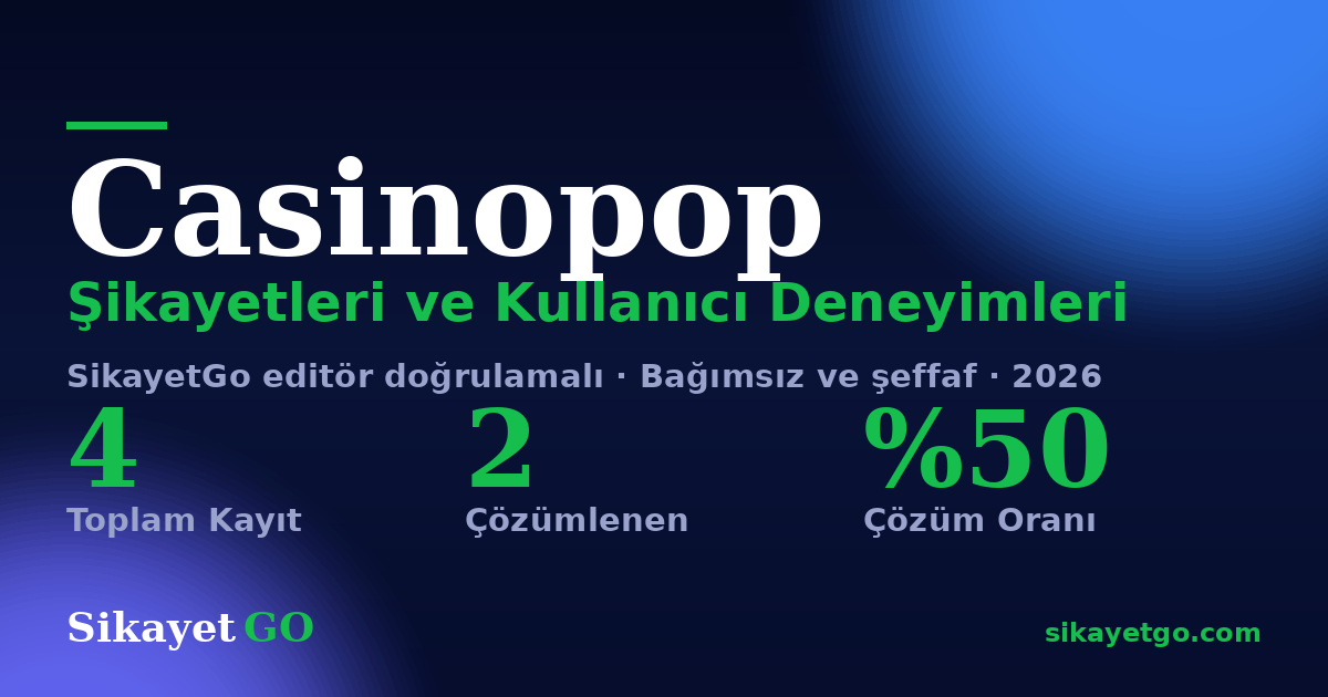 Casinopop şikayet sayfası kart görseli