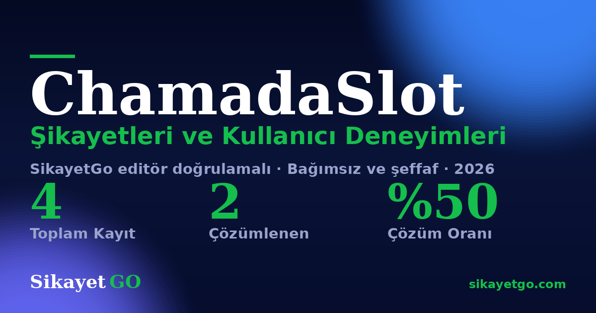 ChamadaSlot şikayet sayfası kart görseli