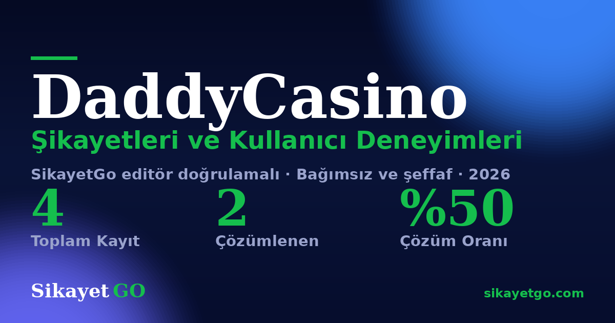 DaddyCasino şikayet sayfası kart görseli