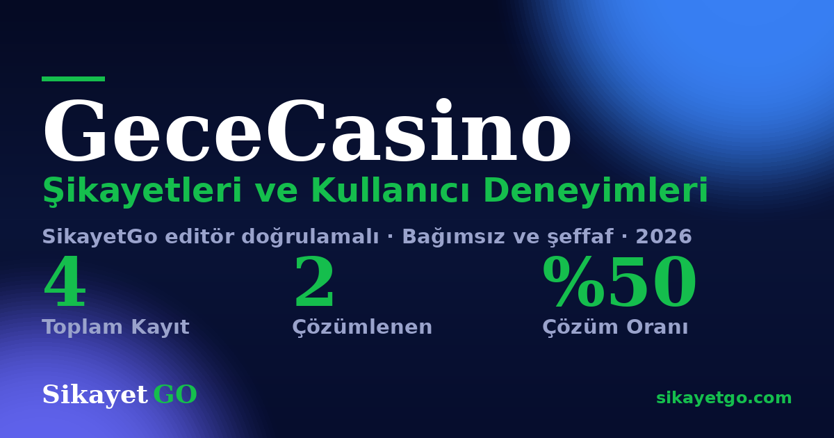 GeceCasino şikayet sayfası kart görseli