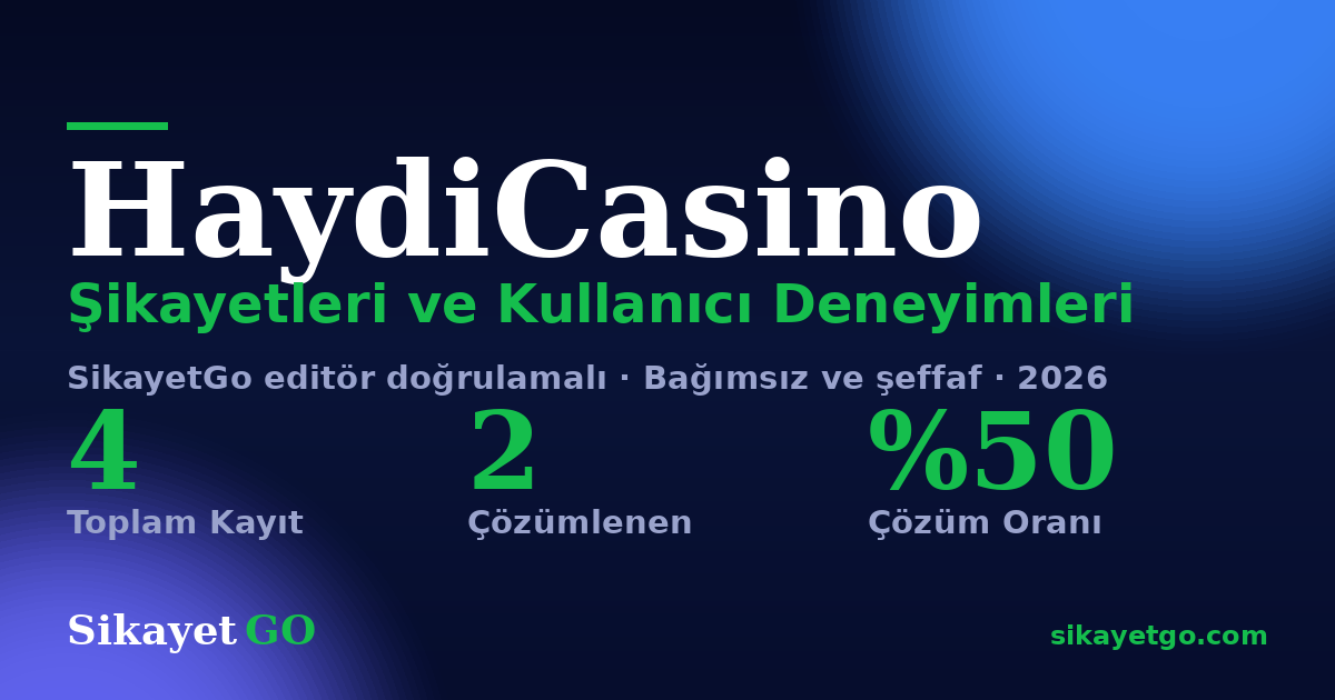HaydiCasino şikayet sayfası kart görseli