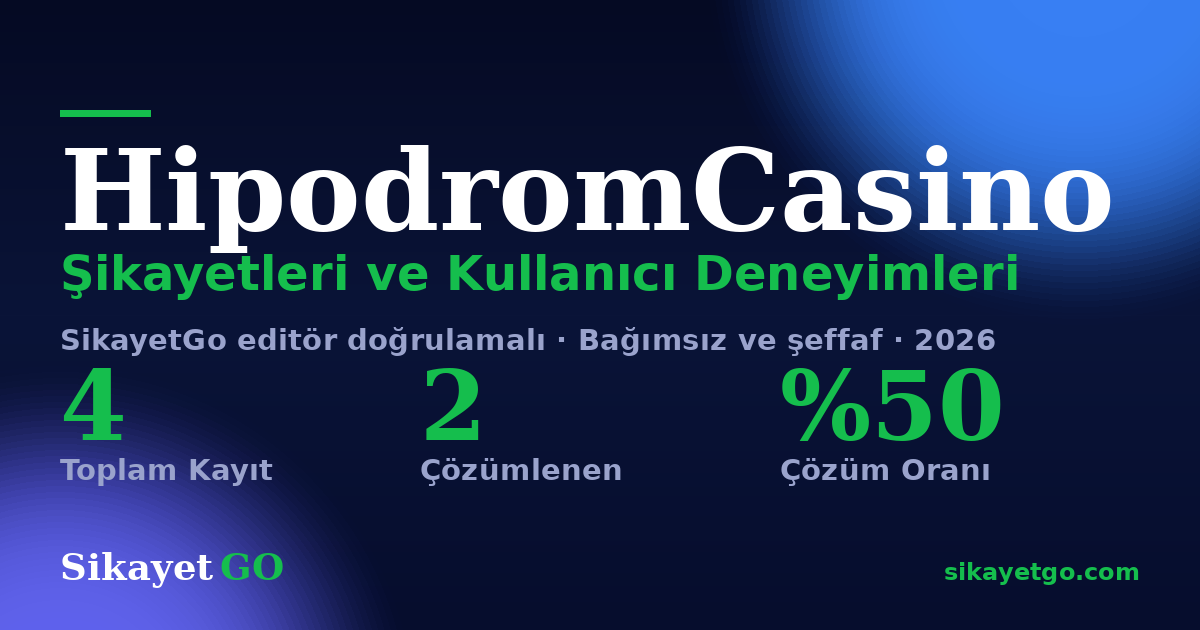 HipodromCasino şikayet sayfası kart görseli