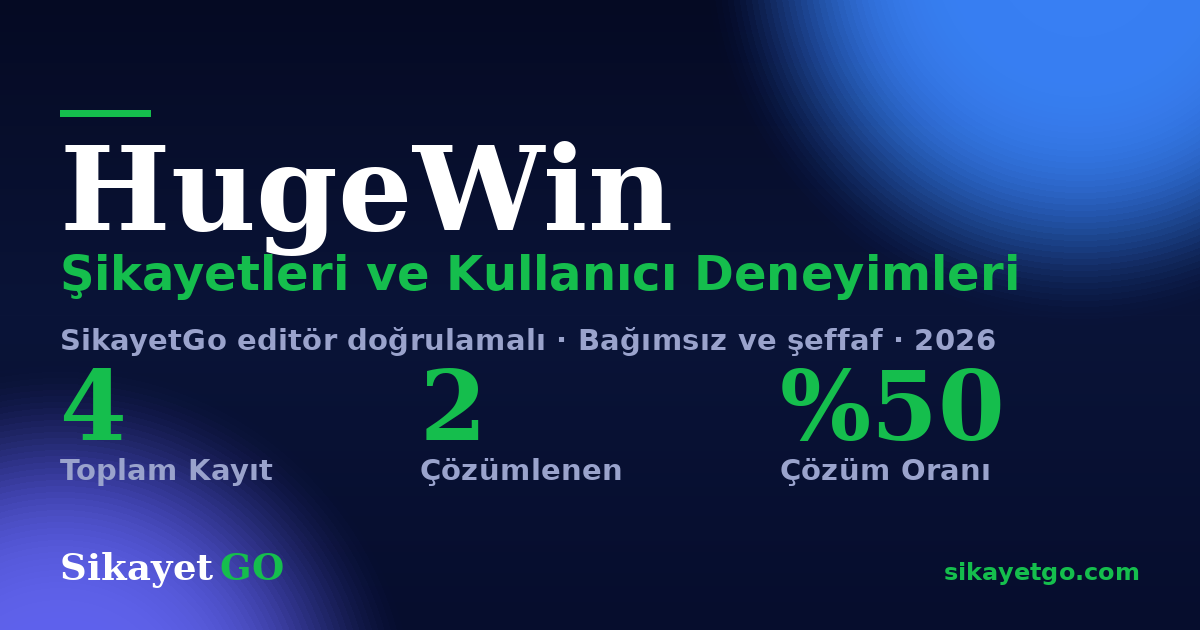 HugeWin şikayet sayfası kart görseli