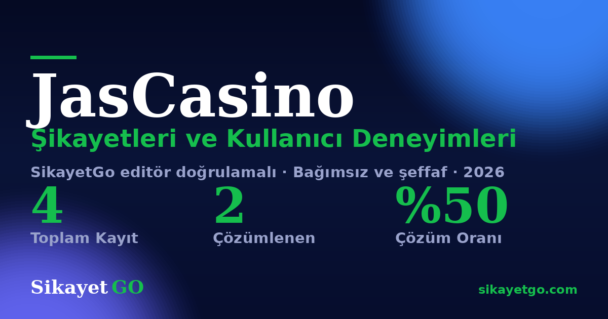 JasCasino şikayet sayfası kart görseli