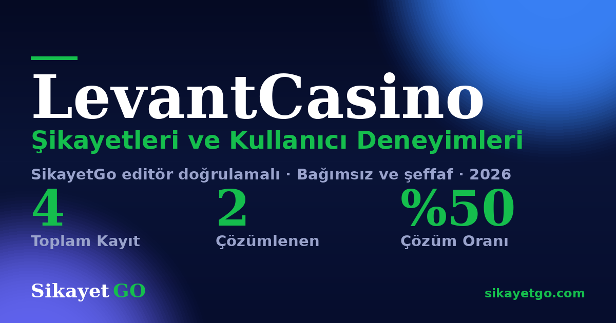 LevantCasino şikayet sayfası kart görseli