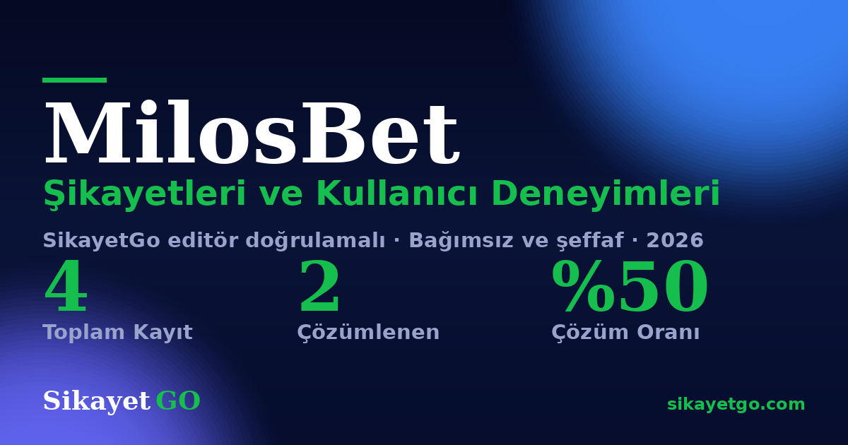 MilosBet şikayet sayfası kart görseli