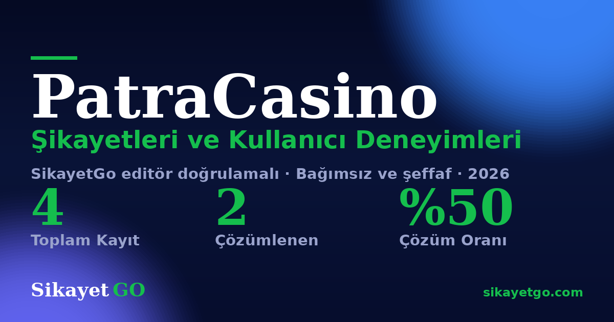 PatraCasino şikayet sayfası kart görseli