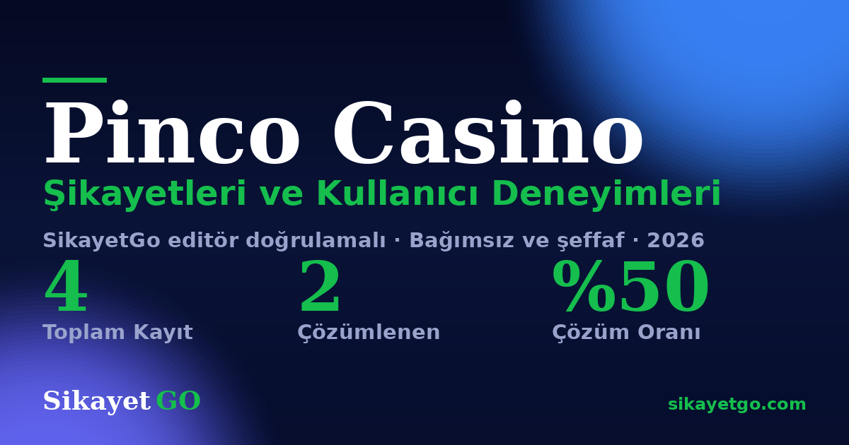 Pinco Casino şikayet sayfası kart görseli