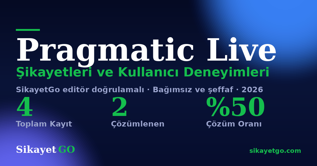 Pragmatic Live şikayet sayfası kart görseli