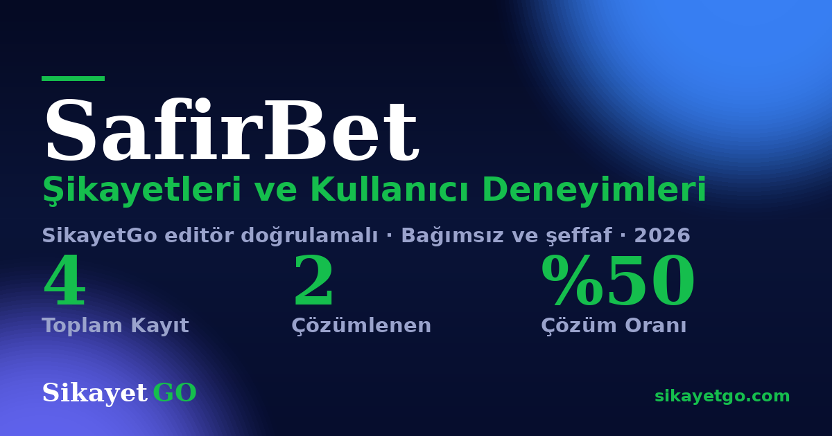 SafirBet şikayet sayfası kart görseli