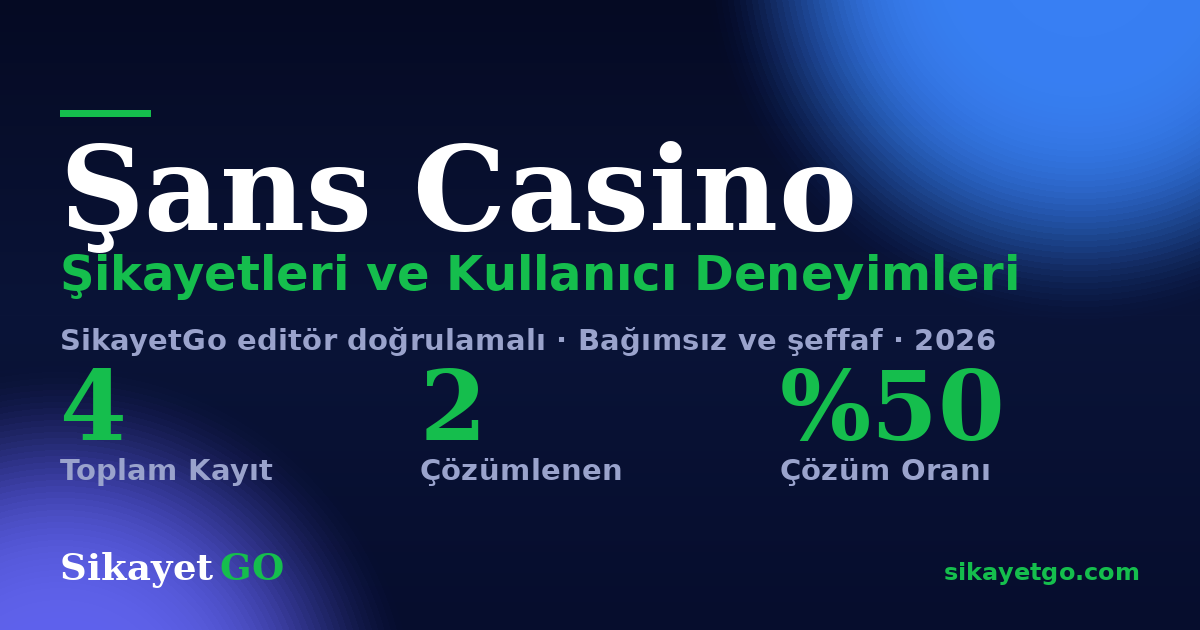 Şans Casino şikayet sayfası kart görseli