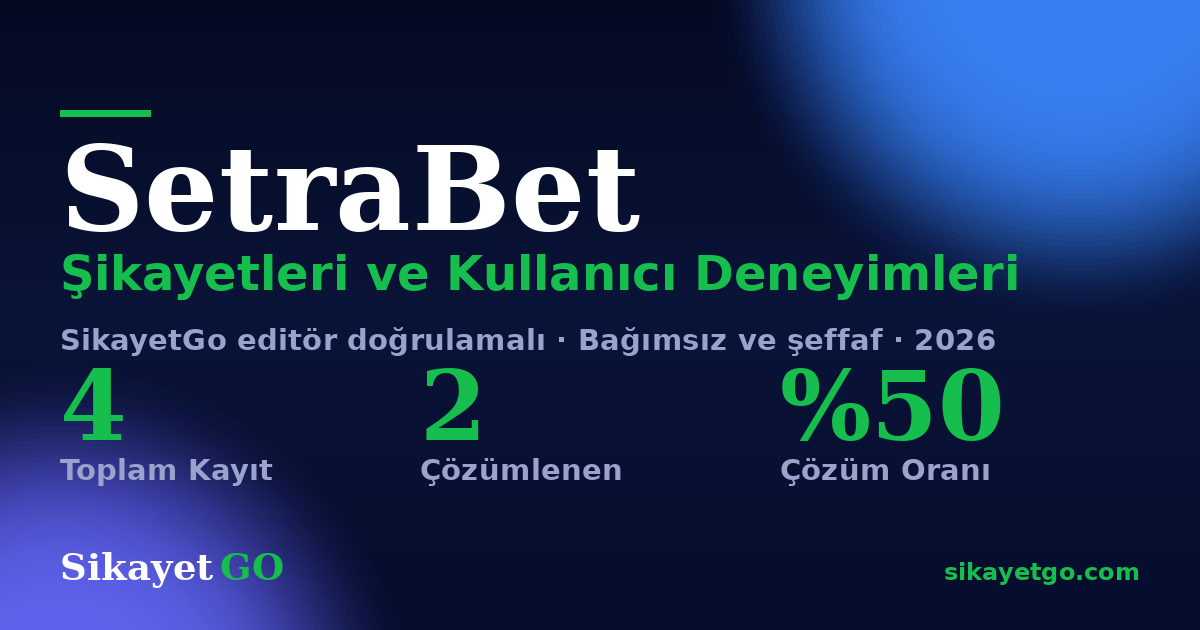 SetraBet şikayet sayfası kart görseli