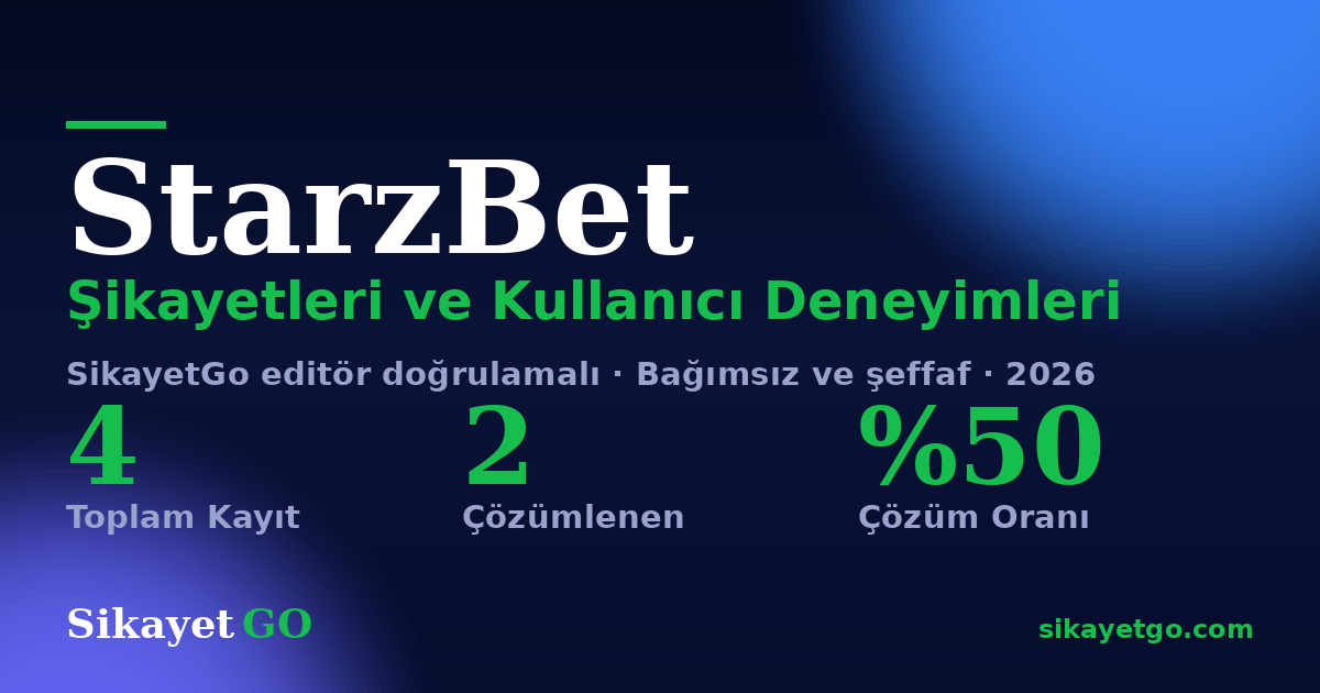 StarzBet şikayet sayfası kart görseli