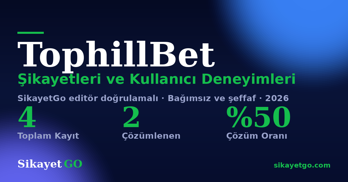 TophillBet şikayet sayfası kart görseli