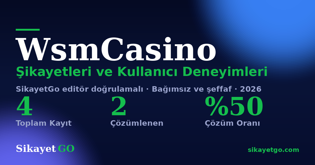 WsmCasino şikayet sayfası kart görseli